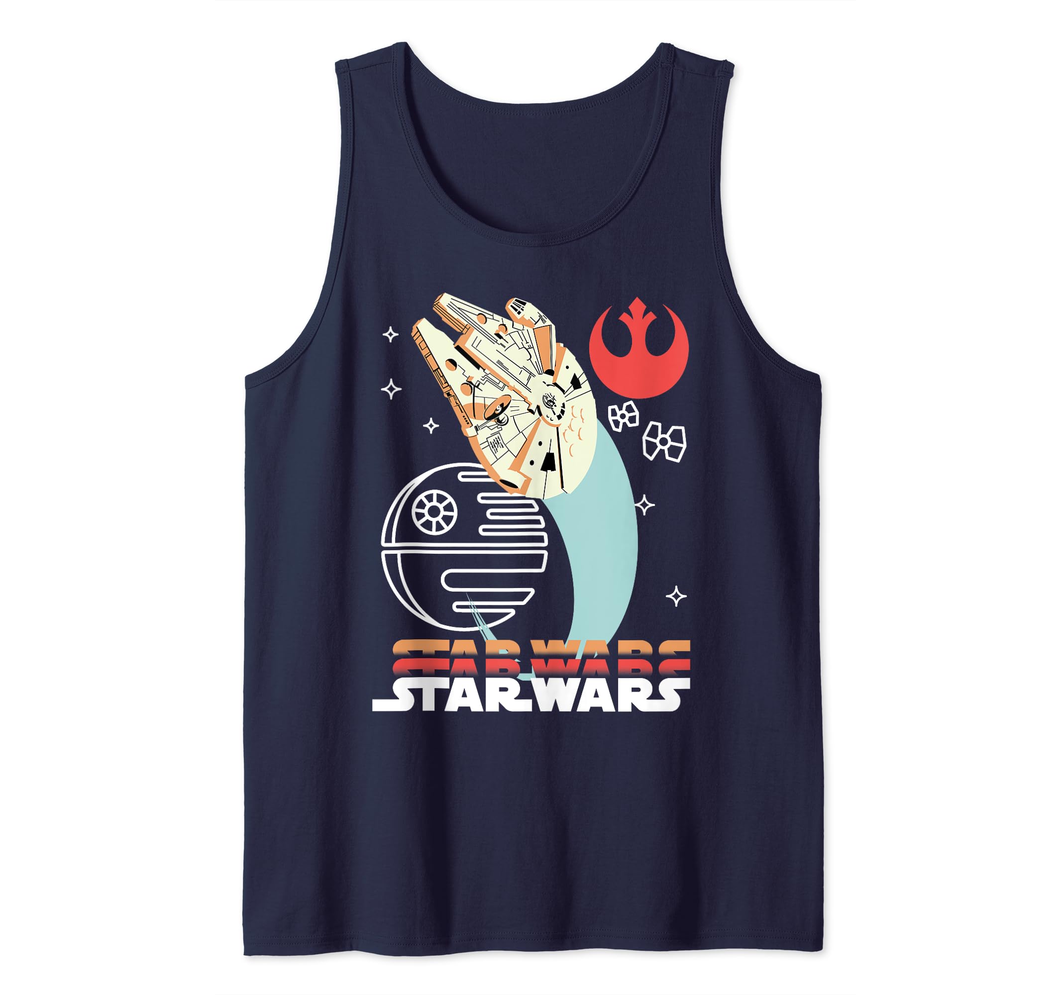 Star Wars Millennium Falcon Neon Logo Line Art Tank Top, Blue