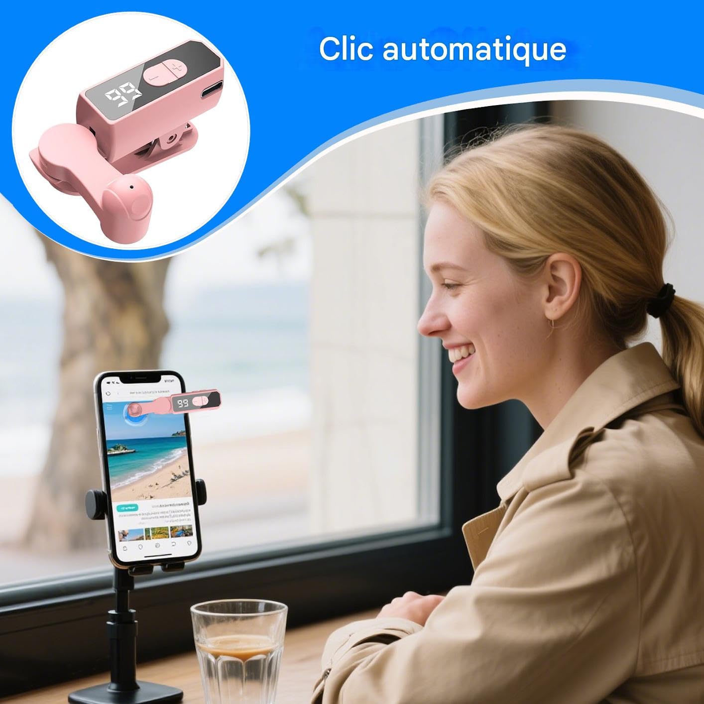 Phone Clicker - Cliqueur Automatique Intelligent pour Écran | Accessoire Téléphone pour Saisie Données Bureau Jeux Tests Logiciels Récompenses Navigation Web Lecture Vidéo Étudiants