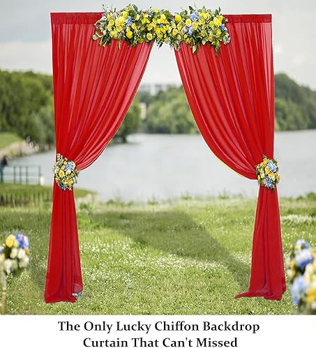 Miniatura 2 de DUOBAO Cortina de telón de gasa - 2 paneles de 29 x 108 pulgadas, cortinas de tela roja para boda, cortinas de playa para sala de estar, cortinas de