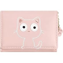 Cute Small Women Wallet RFID Blocking,Gift Ideas for Girl Teen Ladies Pink Cat