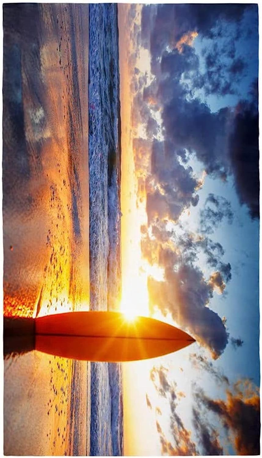 Grande Telo Mare Grande In Microfibra Anti-Sabbia Uomo Donna, Teli Asciugamano Mare, 3D Tavola Da Surf Al Tramonto Telo Mare Telo Da Campeggio Bikini Coprire 200 X 200 Cm -2K4U+A8G