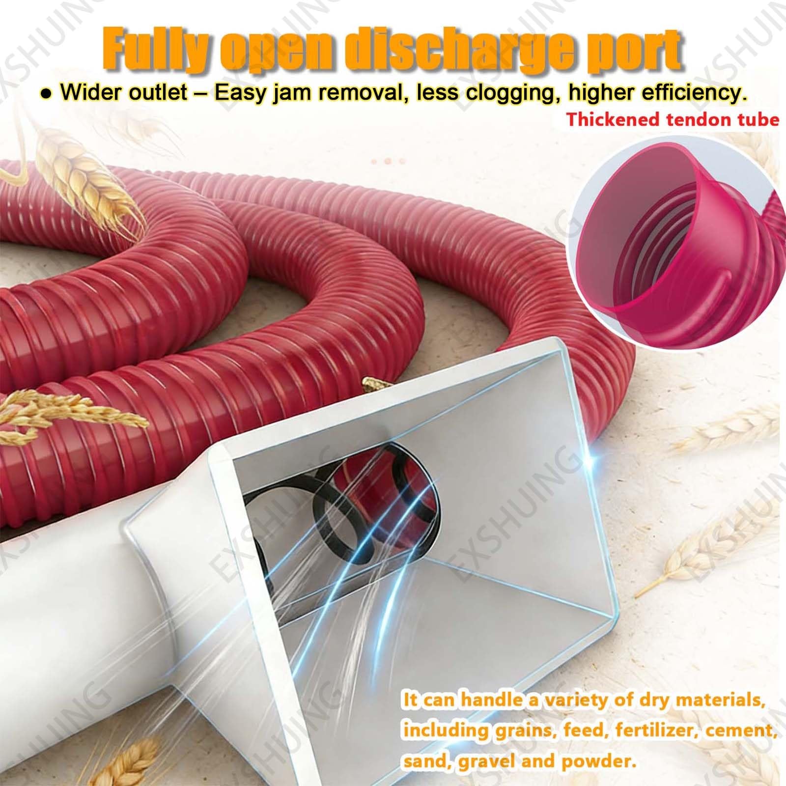 Flexible Förderschnecke Für Pellets, Tragbare Getreidesaugmaschine (2200 W), 220–440 Lb/Min Förderleistung Für Getreide, Zement, Sand, Sägemehl, Landwirtschaft, Brauerei(1.5m (58.8in))