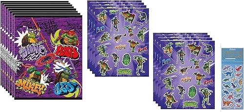 TMNT - Paquete de suministros para fiesta de cumpleaños de Tortugas Ninja Mutantes Adolescentes incluye 8 bolsas de botín, 8 hojas de calcomanías