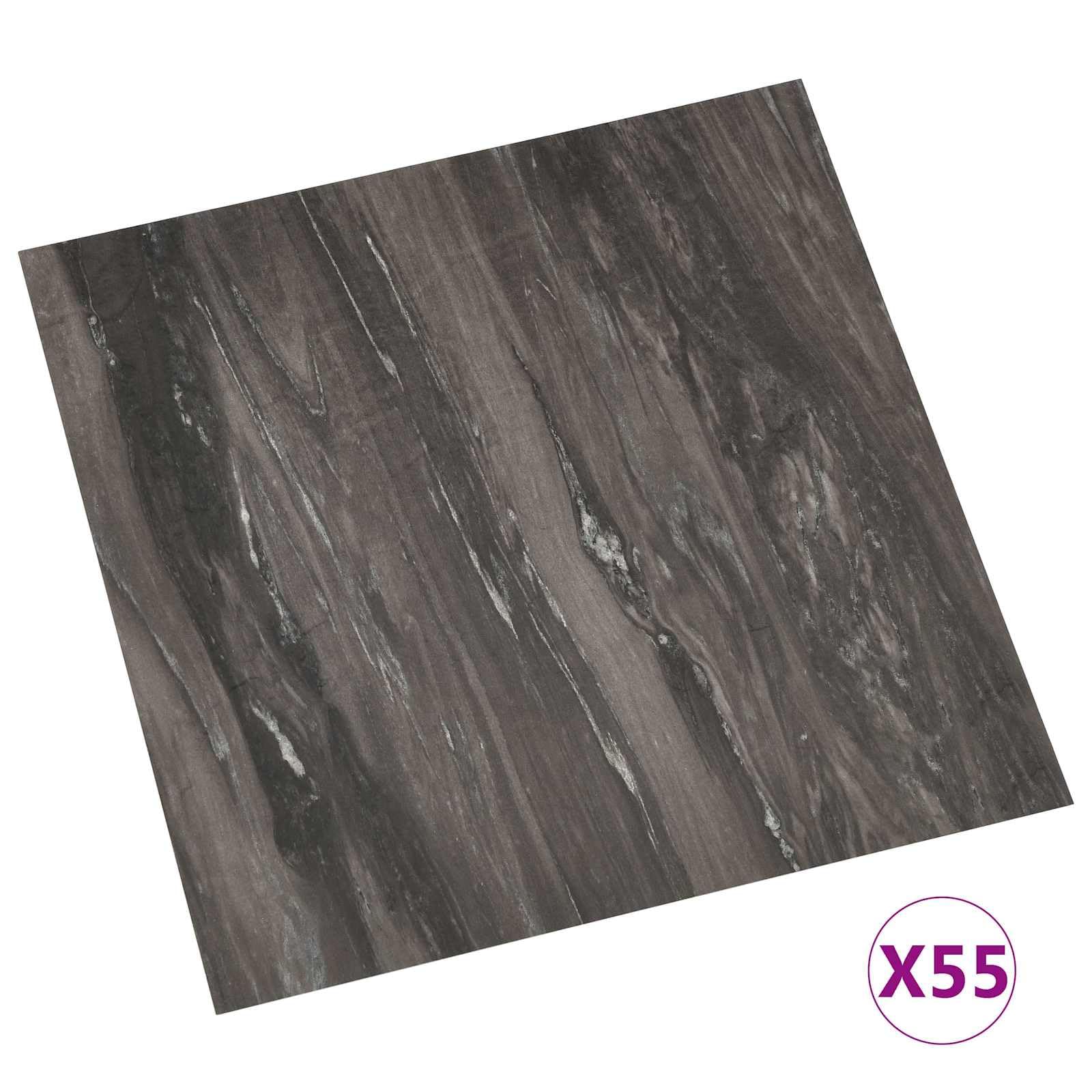 Deski podłogowe, 55 sztuk, ciemnoszare, PCW, 5,11 m², samoprzylepny, laminat, winyl, do salonu, sypialni, kuchni, korytarza, z izolacją akustyczną i łatwym układaniem