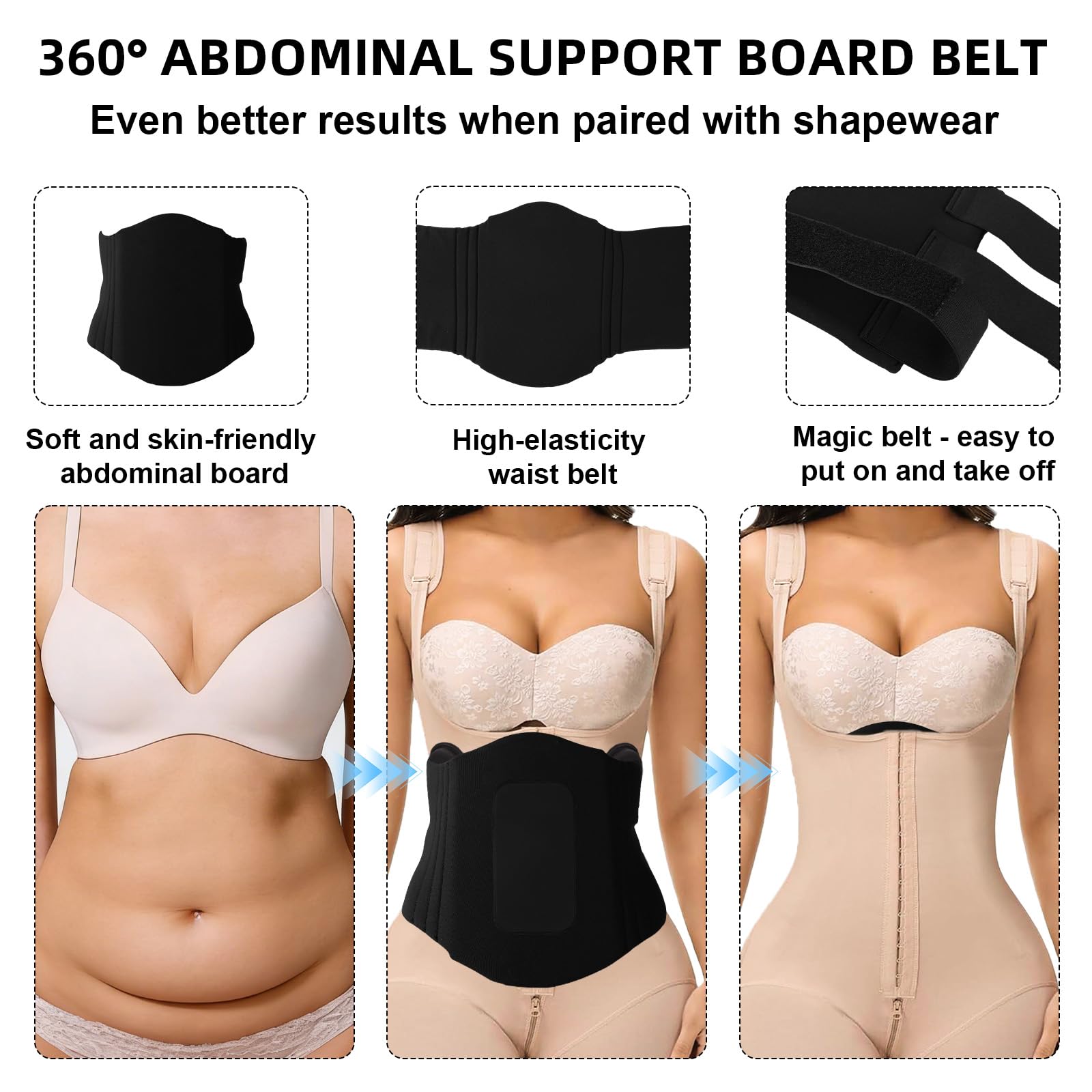 Lyreh 4stk Seitliche 360-Grad-Bauchkompressionsbretter Set, Lipo-Schaum-Taille-Lateralschutz Bauch-Kompressionspad mit Bauch-Lipo-Wickel für Liposuktions-Postoperations-Erholung