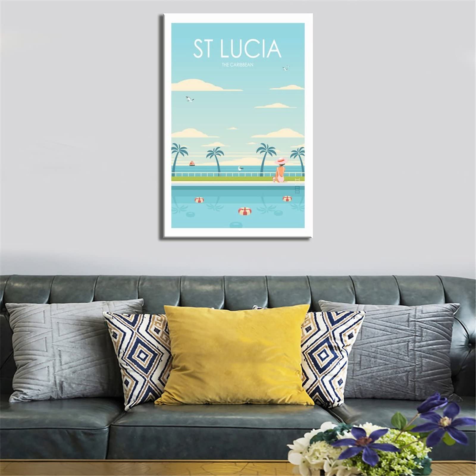 Poster Vintage Sands Sur Toile - Décoration Murale Voyage Chambre à Coucher Style Uni