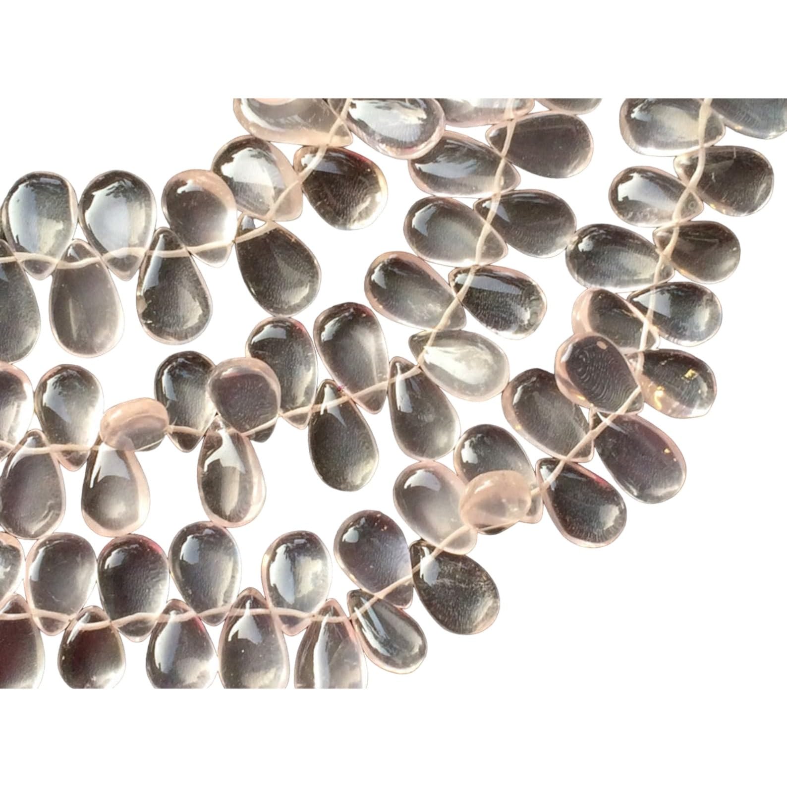 Quartz rose en poire de 8x11mm pour la création de bijoux féminins raffinés