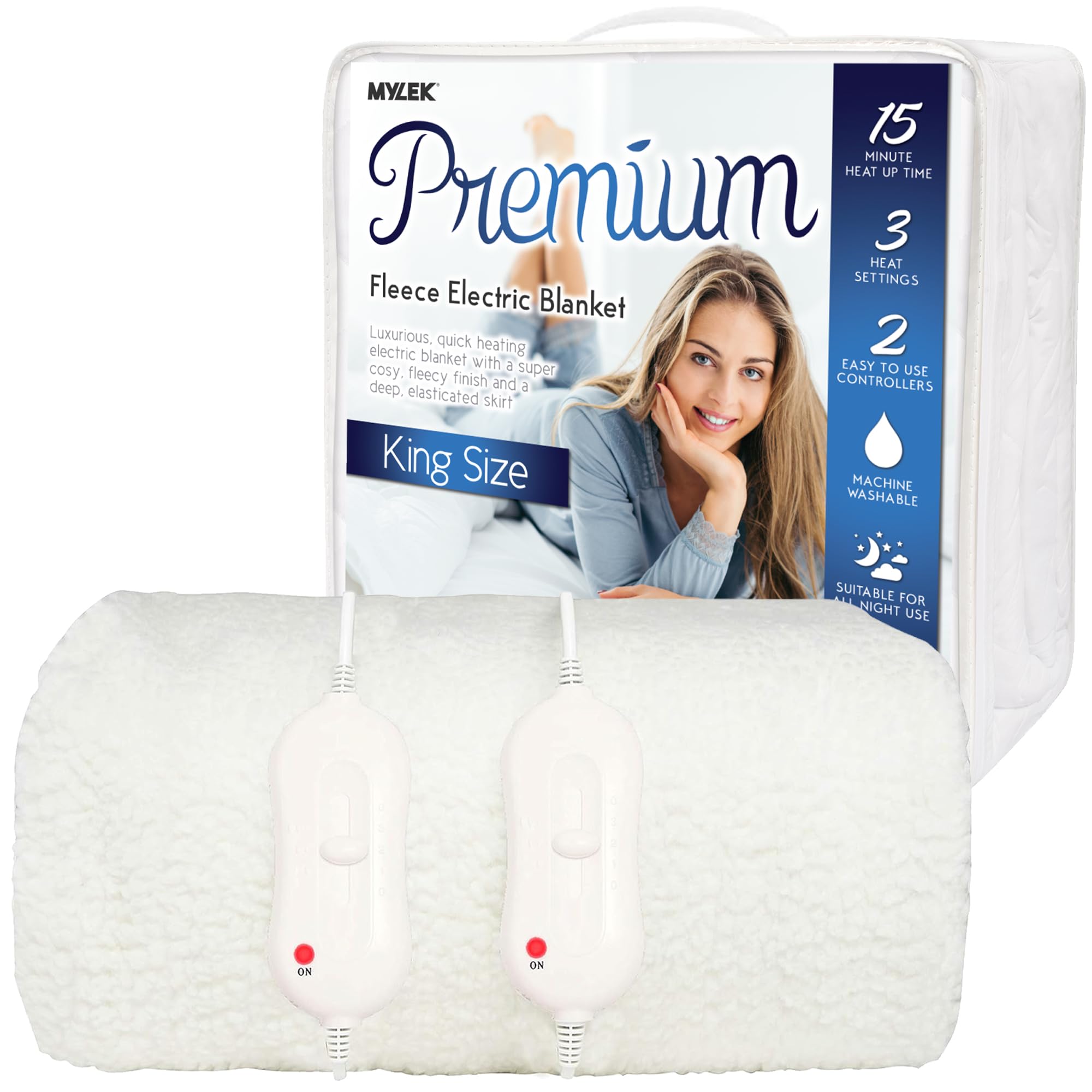 Mylek Electric Blanket King Size Bed Fleece Fitted Heated Mattress Cover Underblanket Dual...