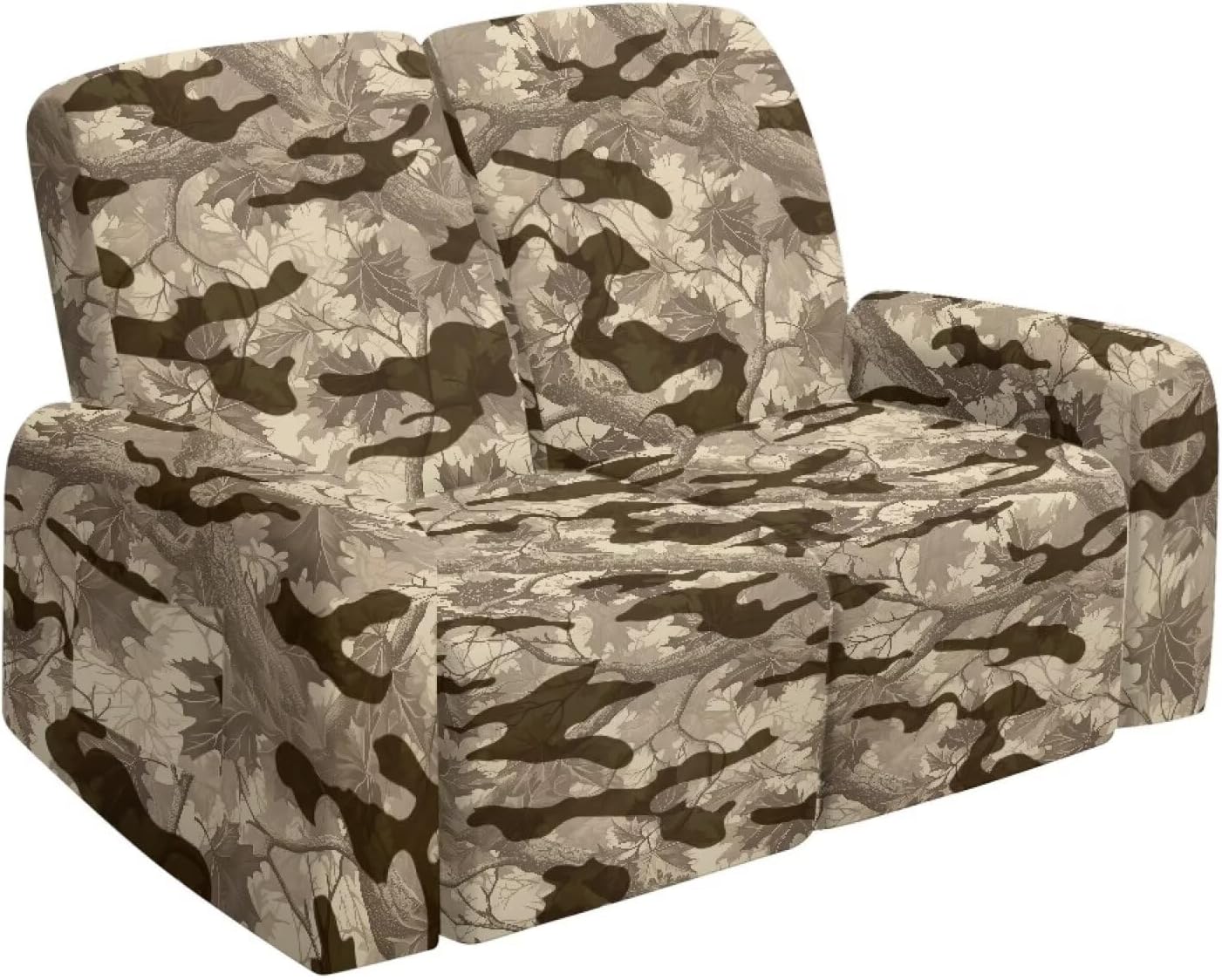 Branch Camo Oversize Loveseat Recliner Covers 2 Seater Washable Lazy Boy Recliner Slipcovers with Elastic Straps Bottom, Brown Reclining Chair Cover