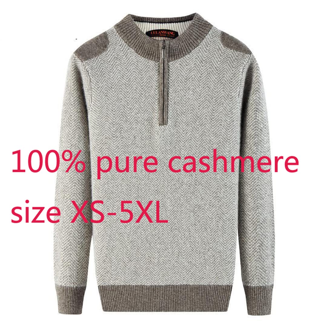 Winter Herren 100 reiner Kaschmir halb hoher Reißverschluss Kragen Pullover Dicker Casual Computer gestrickt Übergröße C S