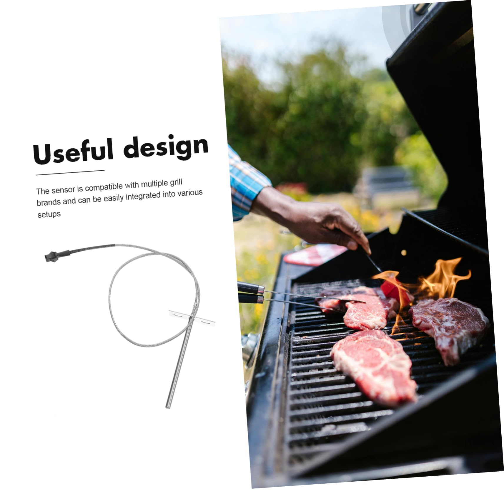 Abaodam 3 Juegos Sensor de temperatura sensor temperatura termómetro barbacoa parrilla accesorios cocinando sonda de temperatura para probeta de temperatura Acero inoxidable Silver