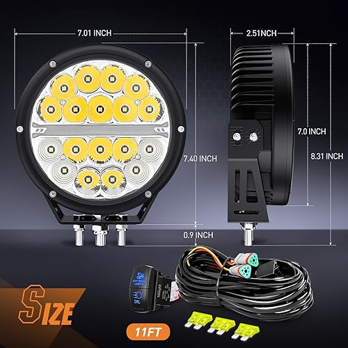 Vista 46 de Nilight Luces LED redondas de 3 pulgadas para motocicleta, 2 unidades, luz antiniebla LED puntual de 1550 lm, luz de zanja auxiliar EMC integrada 2