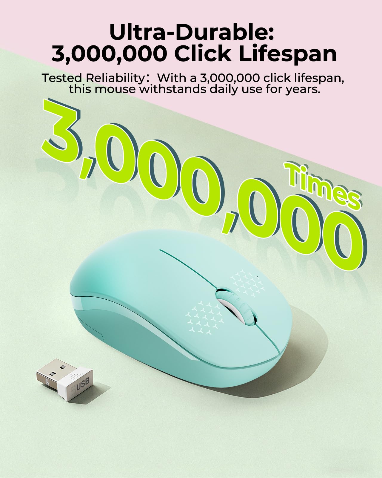 seenda Wireless Mouse for Laptop, 2.4G Noiseless Computer Mouse,Mint Green — Amazon image 9