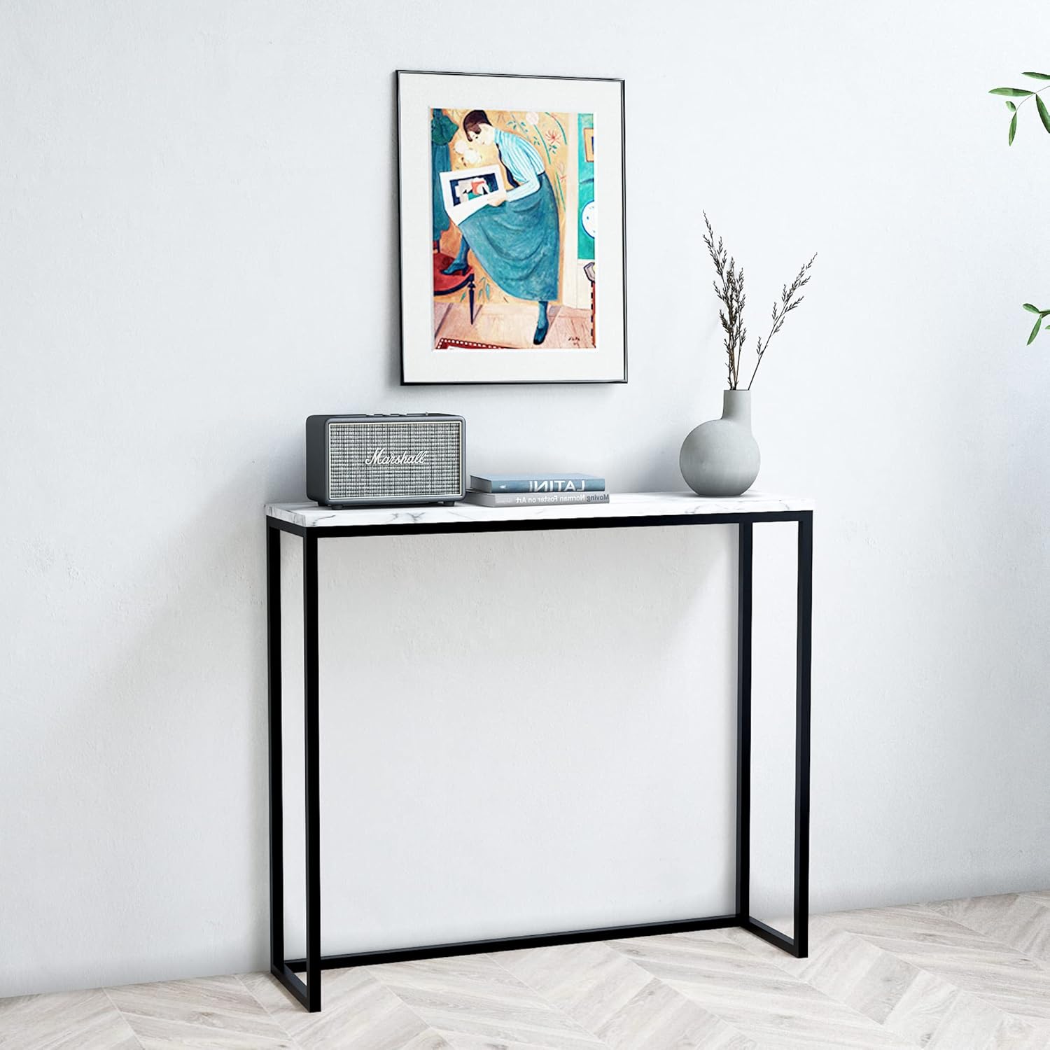 Buy Tilly Lin Modern Accent Faux Marble Console Table, Black Metal