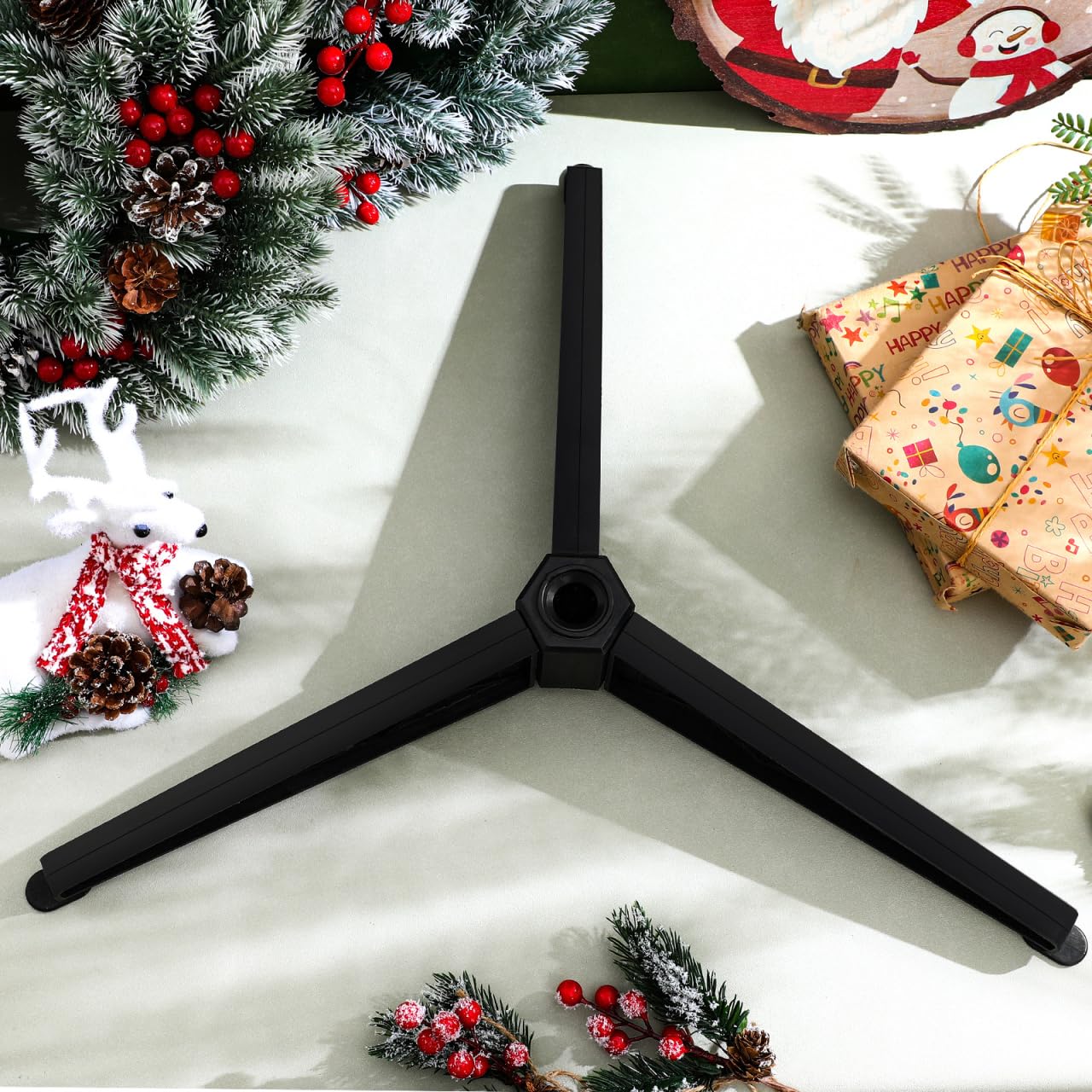 Cabilock Pied de sapin de Noël artificiel pliable en plastique de 30,5 cm pour décoration de sapin de Noël
