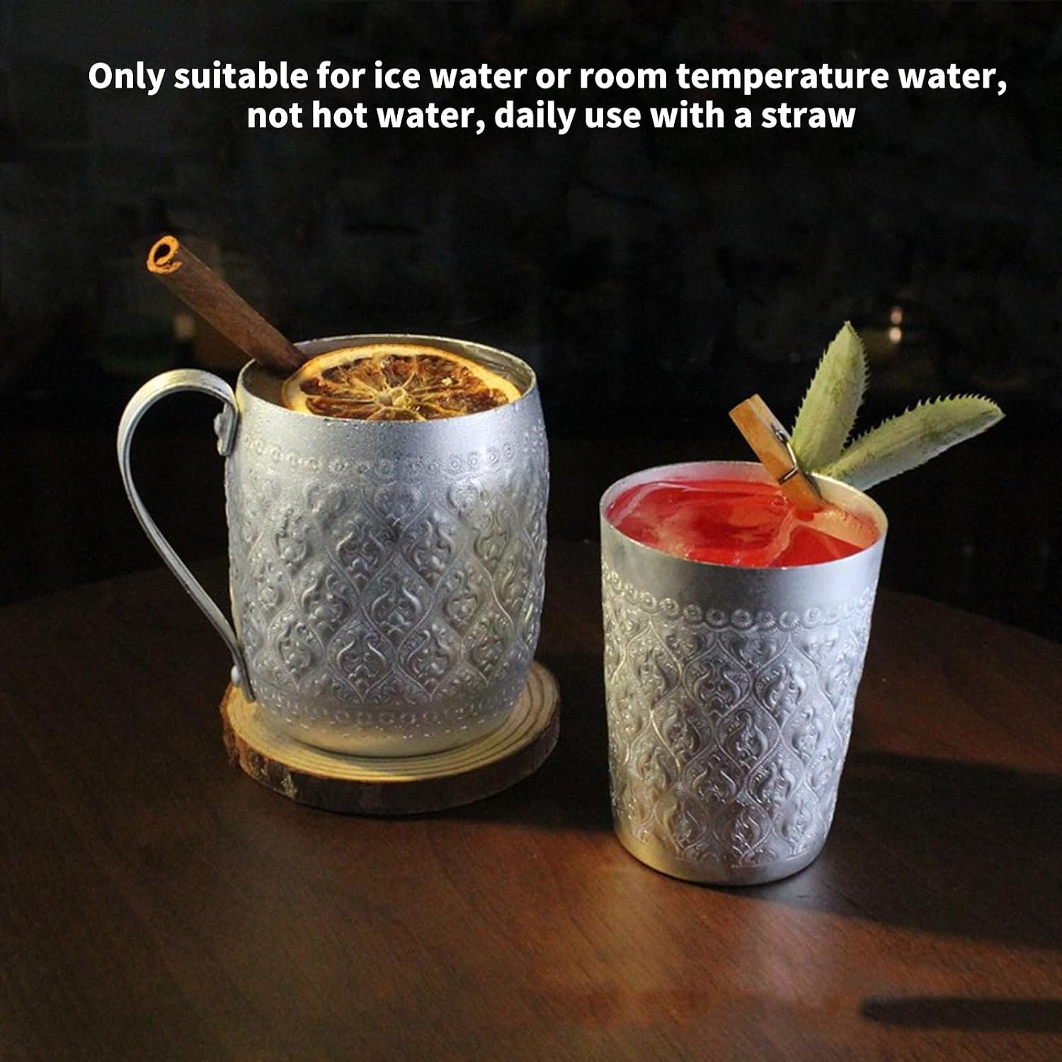 Moscow Engraved Portable Tin Alloy Mint Cup Traditional Capacity Drink Cup for Cocktails and Home Decors