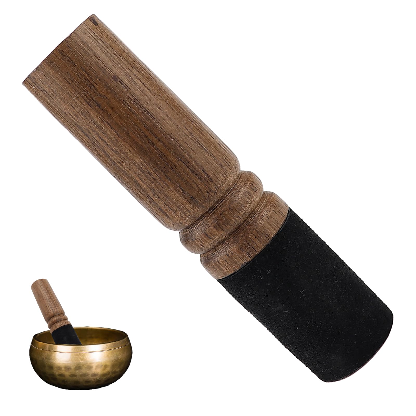 FERCAISH Wooden Singing Bowl Beater, Tibetan Singing Bowl Mallet, Leather Wrapped Beater for Meditation Prayer Yoga (12.6 cm)
