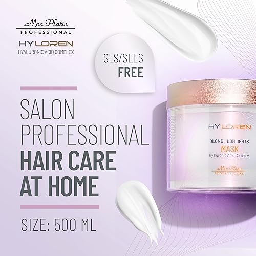 Miniatura 5 de Mon Platin HY Loren Blonde Highlights Mascarilla con ácido hialurónico, 16.9fl oz Premium Rubia Hair Mask para neutralizar tonos amarillos y