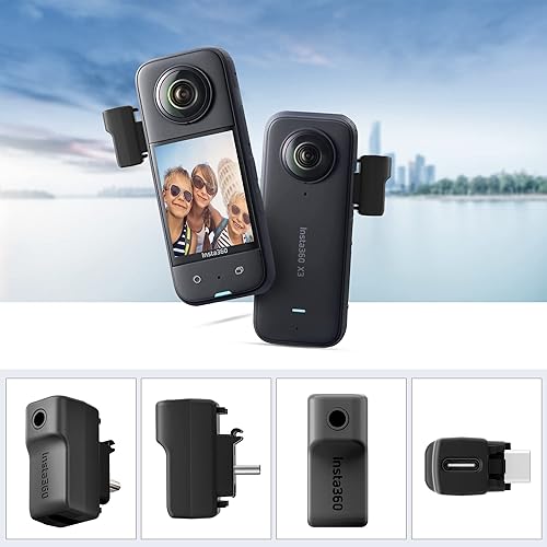 Miniatura 3 de CYNOVA Adaptador de micrófono externo para cámara Insta 360 X3, puertos de audio tipo C y 0.138 in compatible con cargador y grabación para