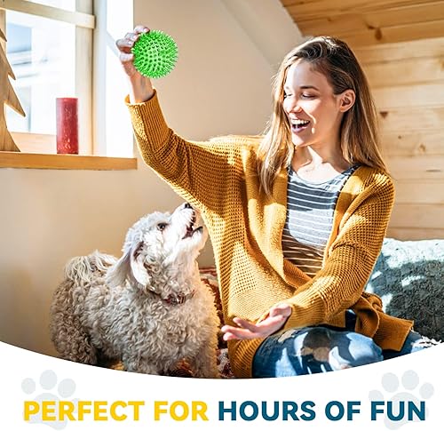 Vista 7 de SHARLOVY Pelota grande de juguetes para perros de 3.5 pulgadas, paquete de 6 juguetes chirriantes, duradera para masticadores agresivos, bola