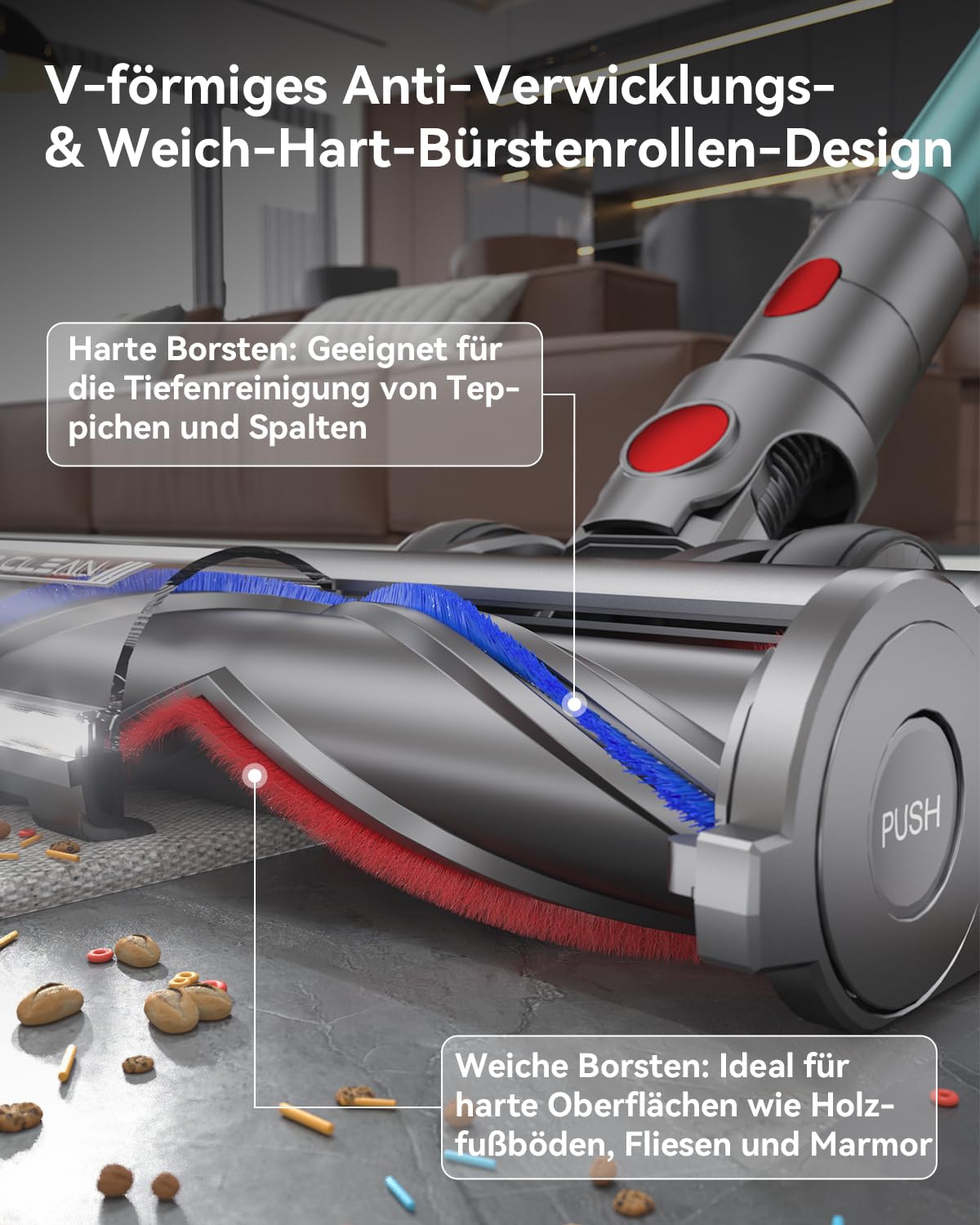 Akku-Staubsauger YU7 580W, 47000Pa, kabellos, bis zu 70 Min Laufzeit, Akkustaubsauger mit Touchscreen
