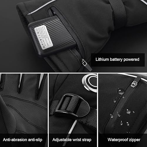 Miniatura 4 de Guantes térmicos para hombres, guantes térmicos recargables para artritis, manos USB, guantes calefactados recargables, para trabajo, motocicleta,