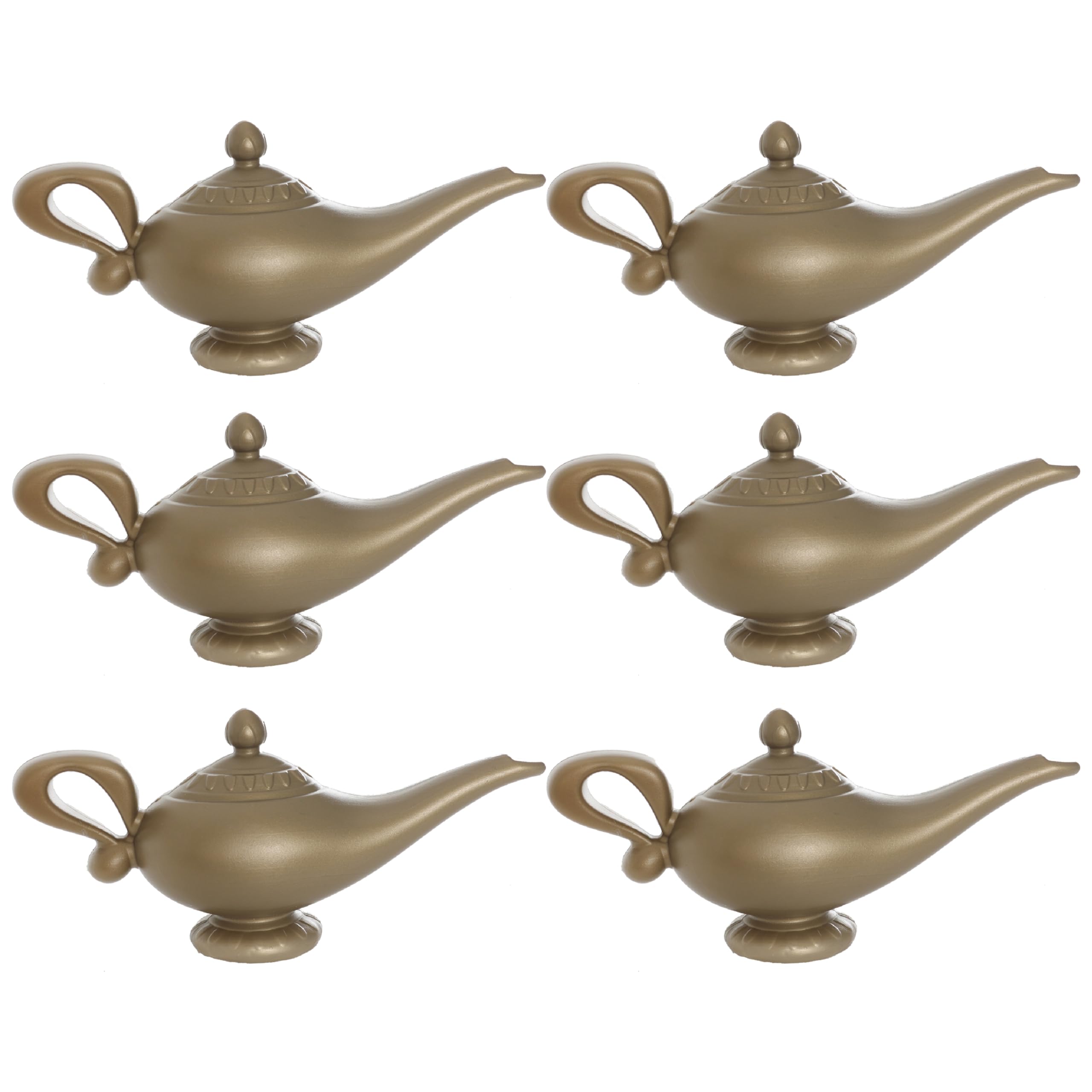 Gold Genie Magic Lamp - Plastic Gold Genie Lamp - Perfect for World Book Day and Other Fancy Dress Events - Pack of 6