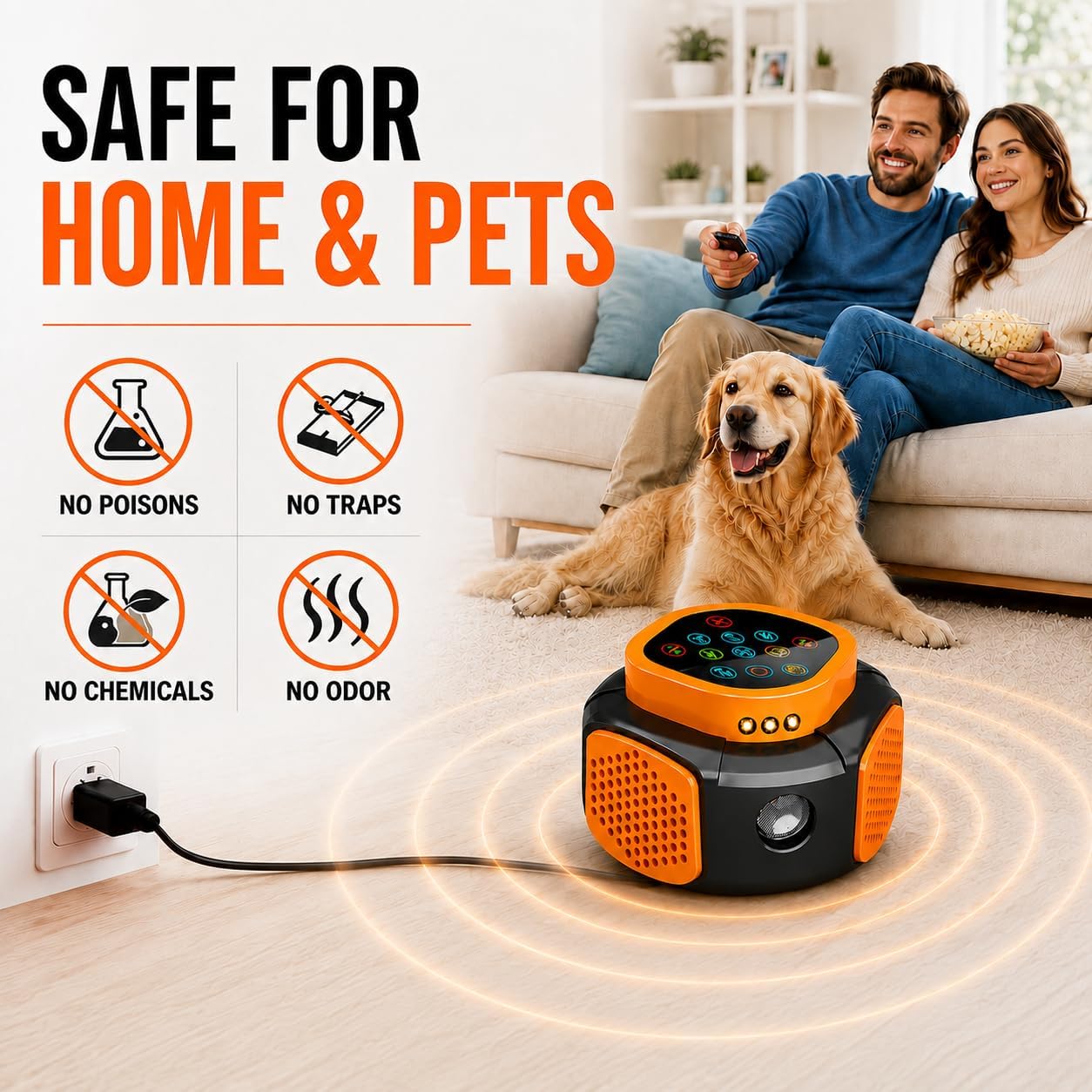 Smart Ultrasonic Pest Repeller, Mouse Ant Squirrel Spider Roach Repellent