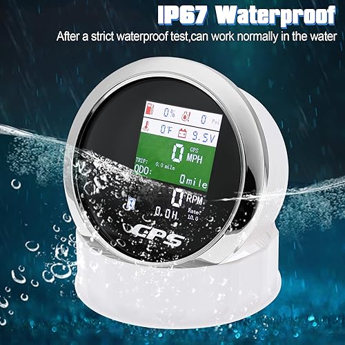 Miniatura 6 de Velocímetro GPS 6 en 1 de 3-38 pulgadas, 3.346 in, tacómetro ajustable multifuncional, voltímetro, nivel de combustible, temperatura del agua,