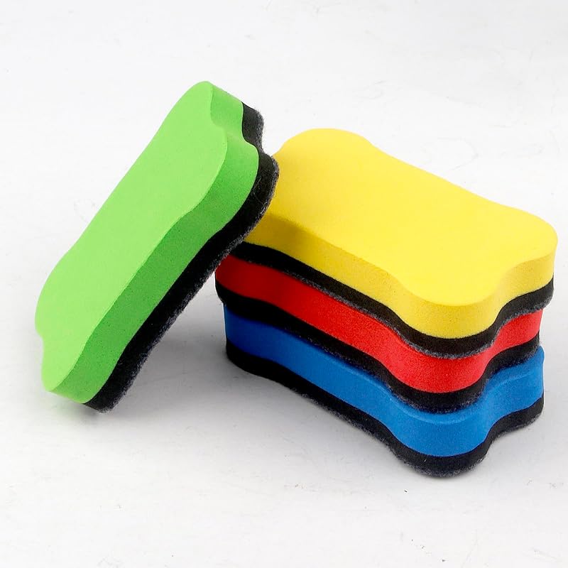 4 borradores magnéticos pequeños de borrado en seco, pequeños borradores magnéticos para pizarra blanca en color brillante, lindo borrador en forma de hueso para pizarra blanca, niños, maestros, aula, hogar y oficina (4 colores)