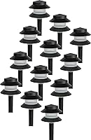 Paradise GL22627 Low Voltage 4W Black Plastic Path Lights (12 Pack) - Warm Incandescent Glow for Pathways