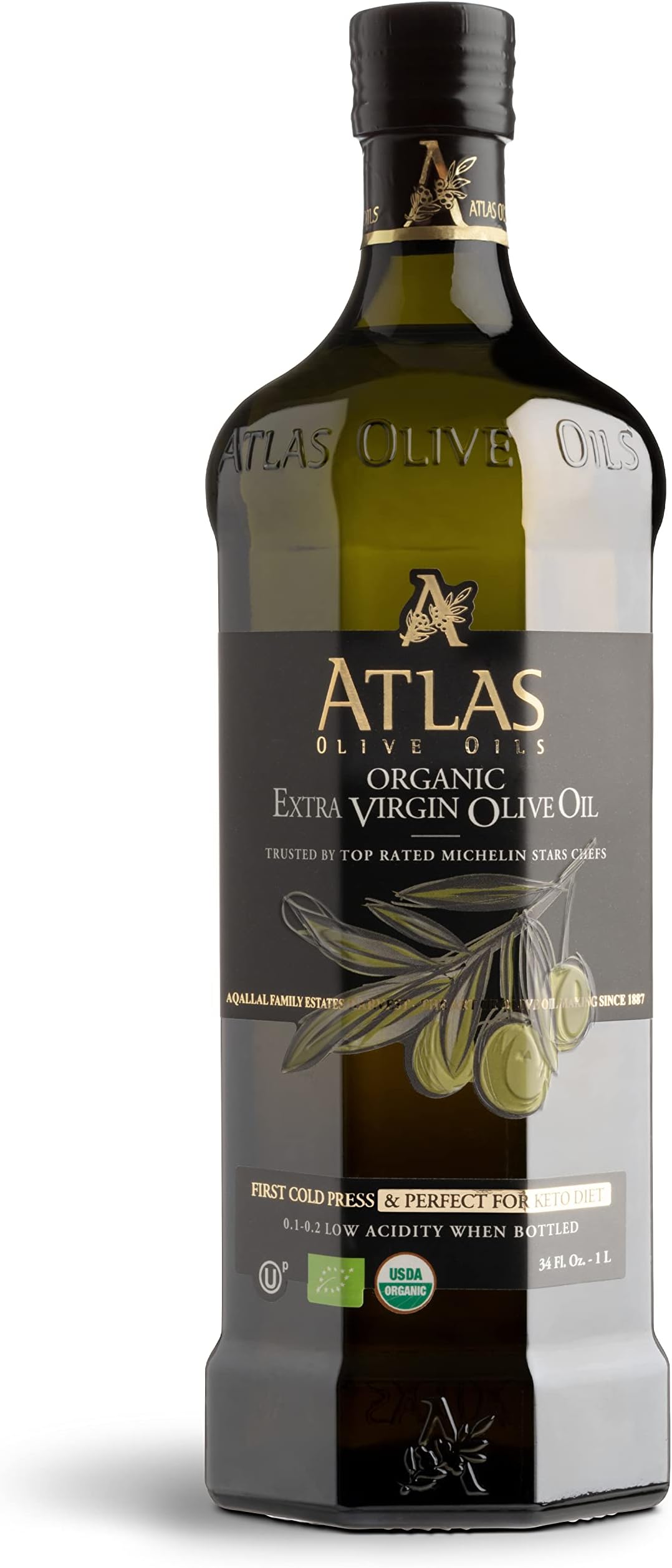 Atlas 1 LT Cold Press Extra Virgin Olive Oil with Polyphenol Rich from Morocco | Newly Harvested Unprocessed from One Single Family Farm | Moroccan Organic EVOO Trusted by Award-Winning Chefs
