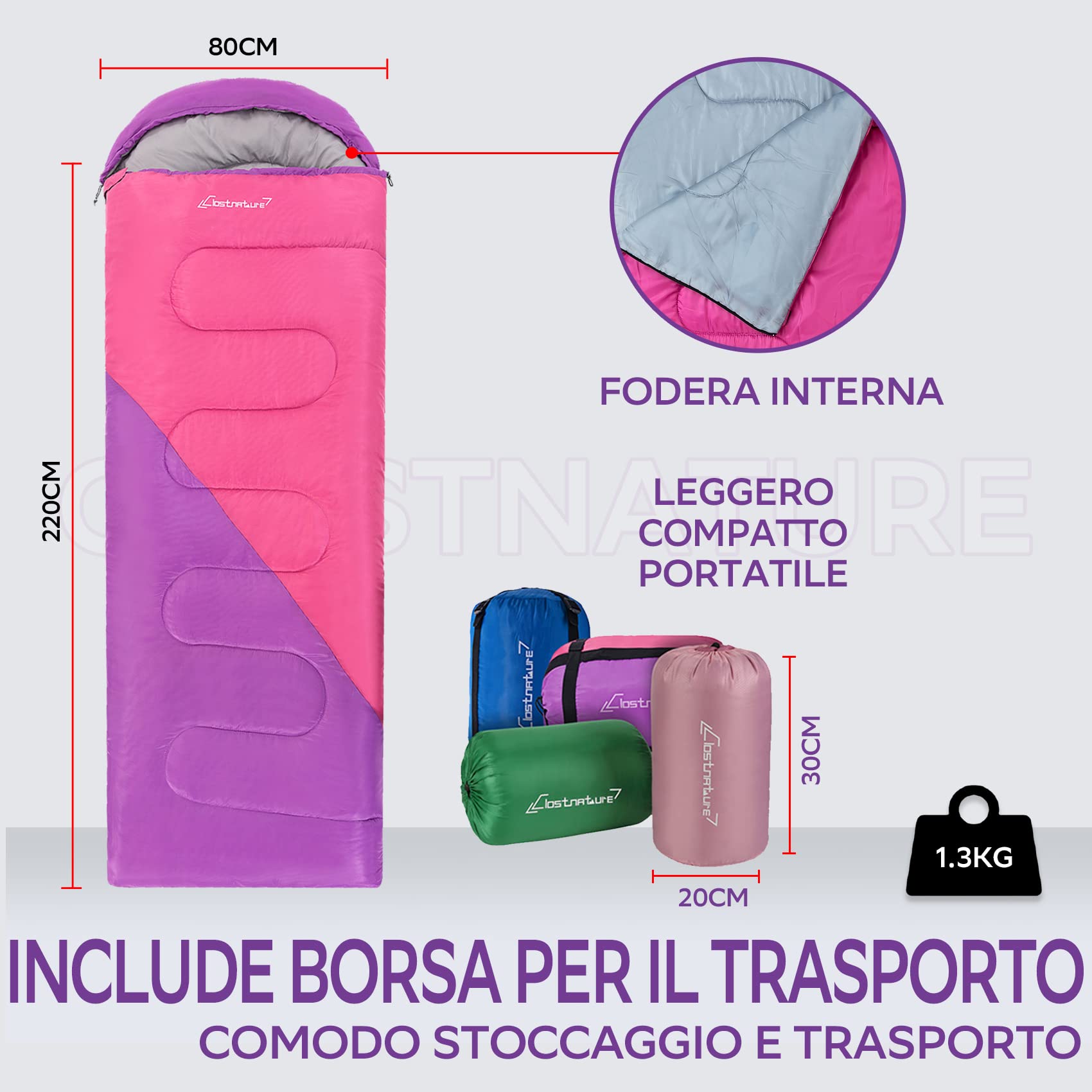 Clostnature Sacco a Pelo Leggero per Campeggio - Sacco a Pelo 3-4 Stagioni Rettangolare Casual da Esterno con Confezione Piccola per Adulti, Donne, Escursionismo, Alpinismo, Viaggi(Cerniera Sinistra)