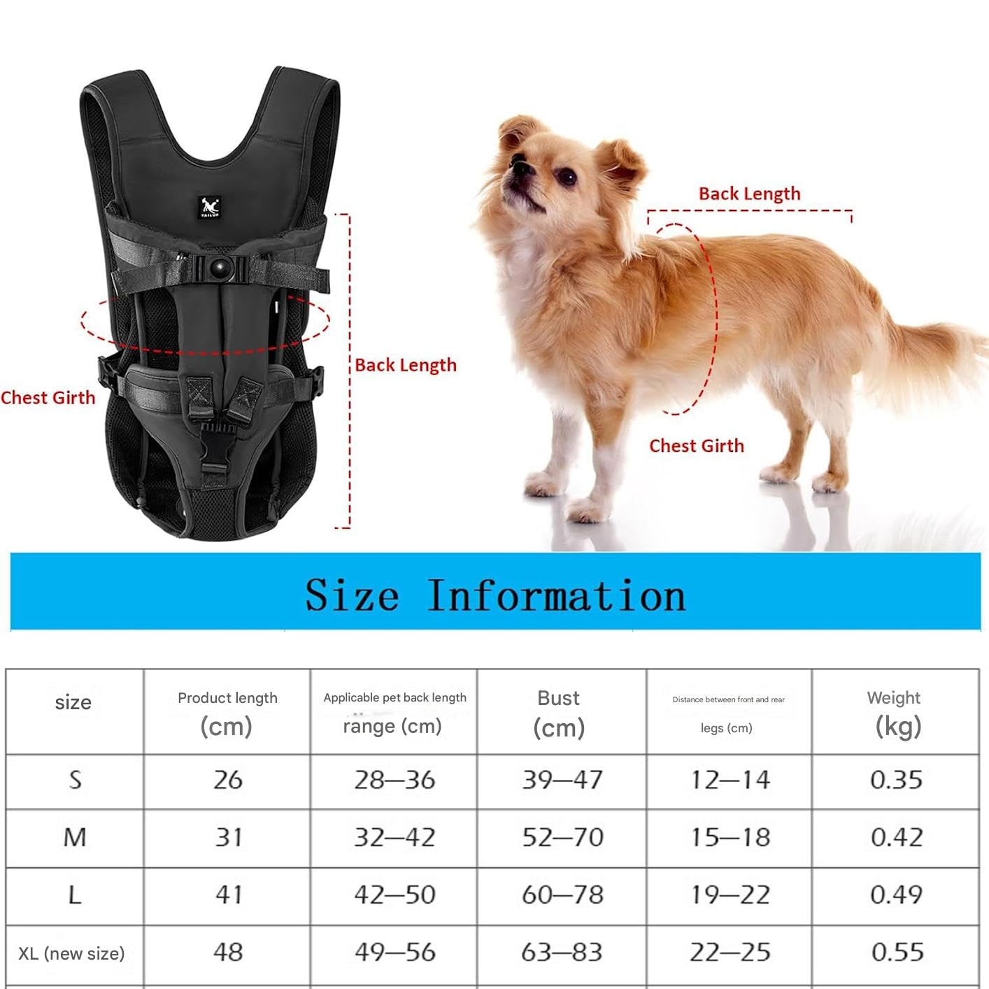 A,XL,Hundetransporter für kleine Hunde, Katzenrucksack, Freisprech-Reisetasche für Katzen und Hunde, Haustier-Fronttrage-Rucksack