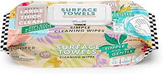 Juniper CLEAN Single Surface Cleaning Wipes, Thick & Large Dispose, All-Purpose Cleaner for Bathroom, Kitchen, Office, 100...