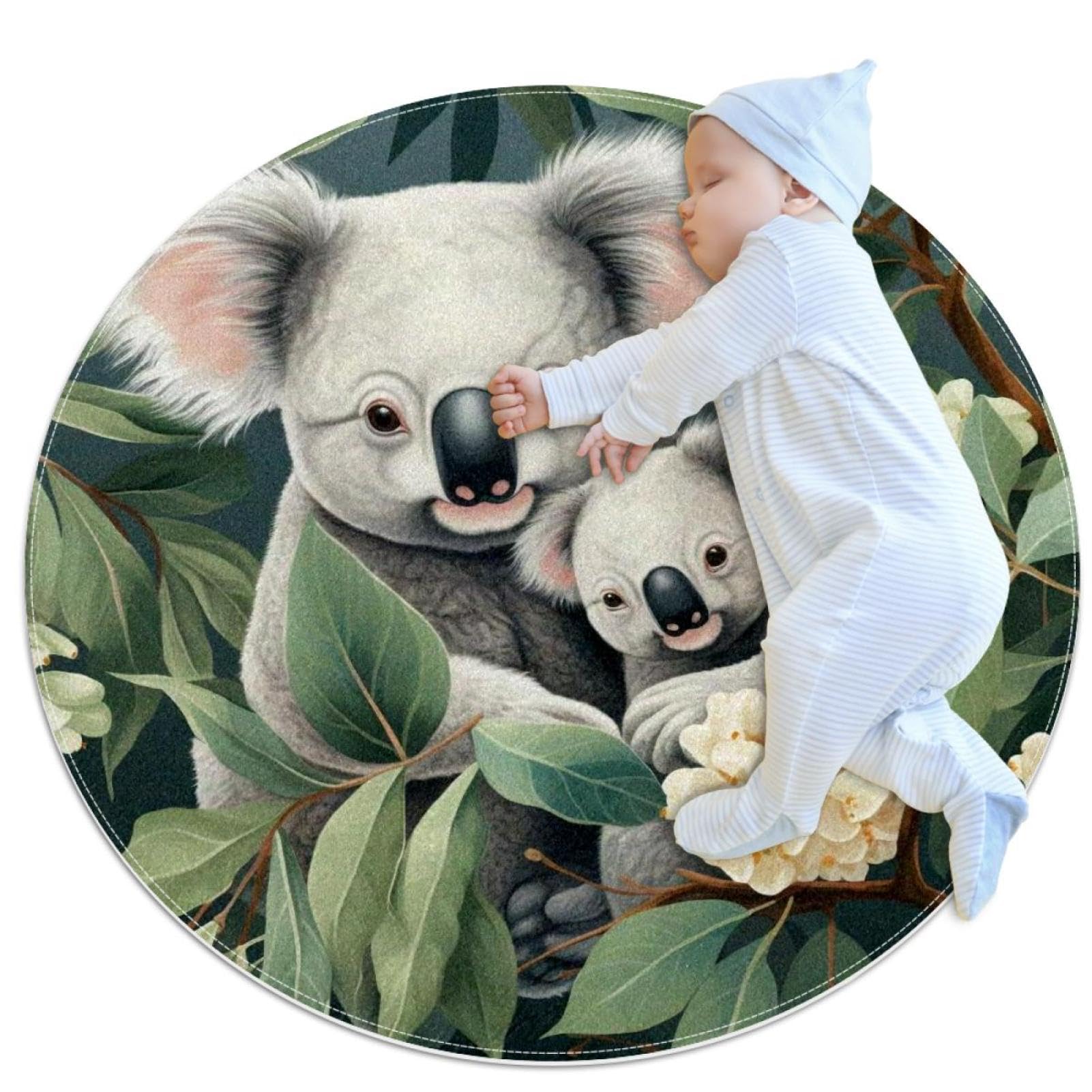 Tapis de salle de bain Koala antidérapant rond de 1m contre les glissades
