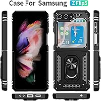 Vista 3 de ONOLA Funda para Samsung Galaxy Z Flip 5 con protección de bisagra y soporte magnético de anillo giratorio de 360°, para Samsung Z Flip 5 5G negro