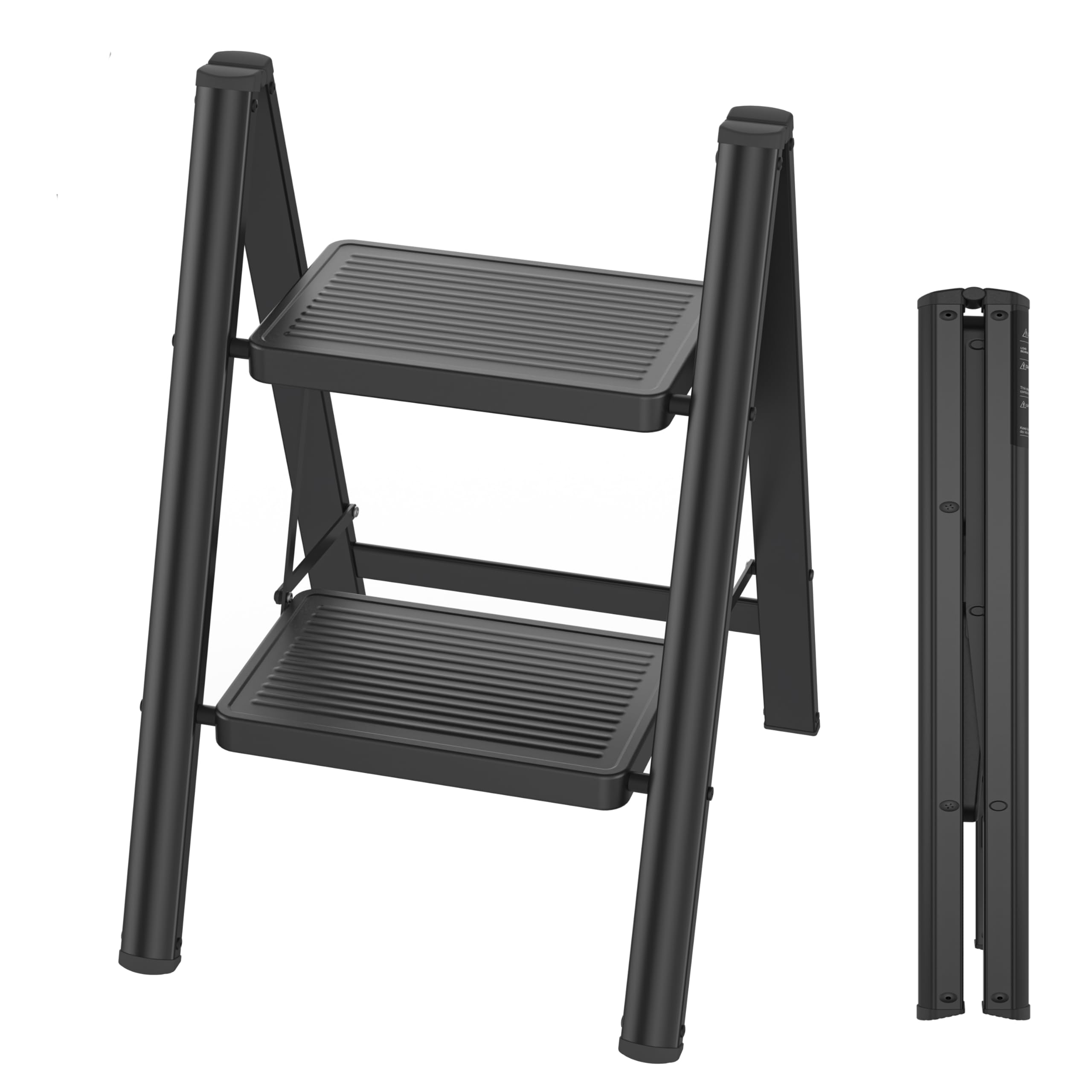 Escabeau pliable 2 marches 150 kg avec large pédale antidérapante