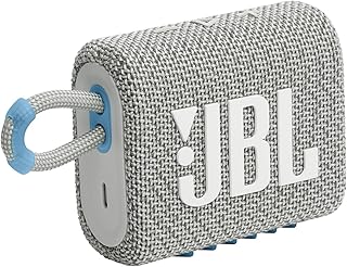 JBL Go 3 Eco: Portable Speaker with Bluetooth, Built-in Battery, Waterproof and Dustproof Feature - White (Renewed)