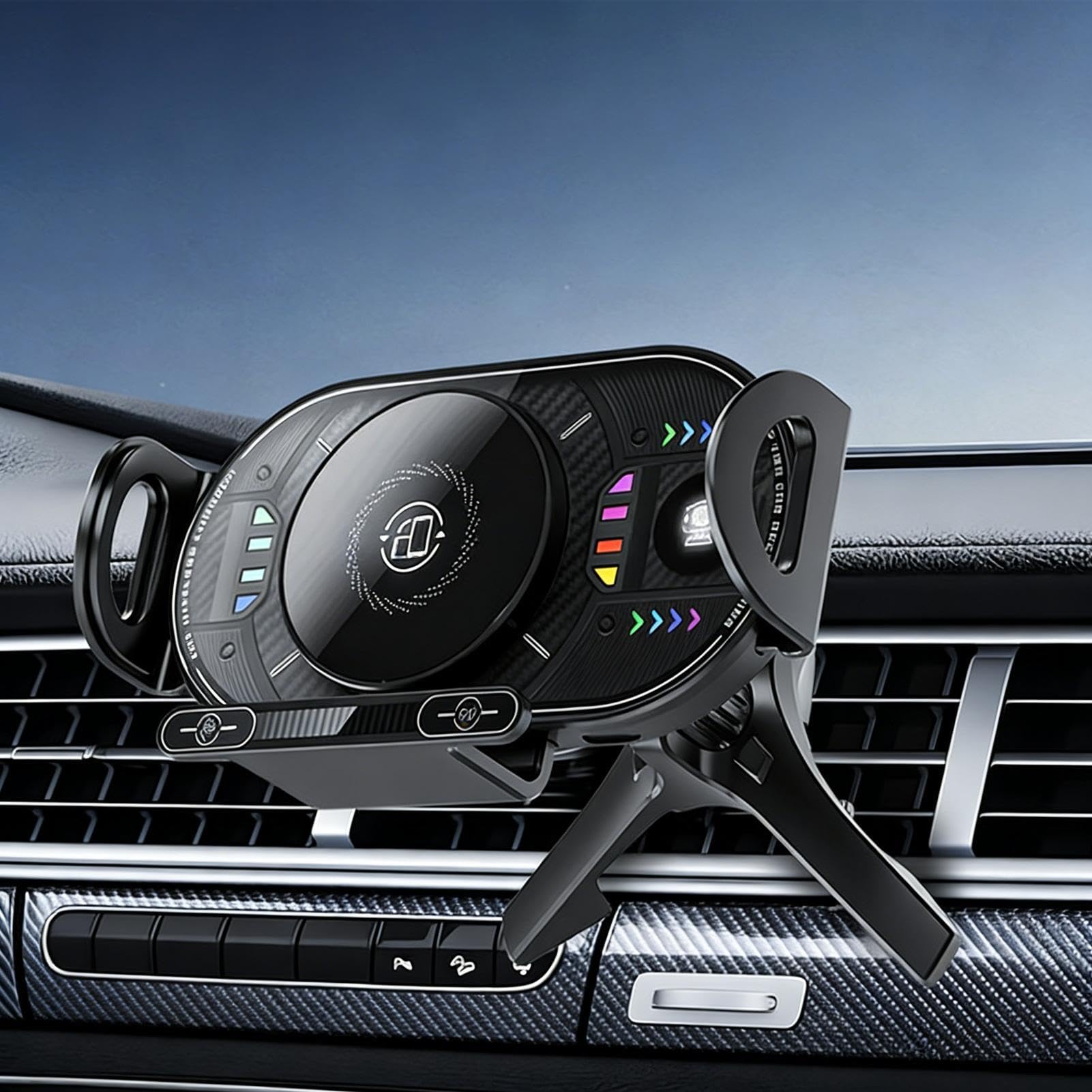 Support de téléphone portable de voiture avec chargeur 15 W pliable et