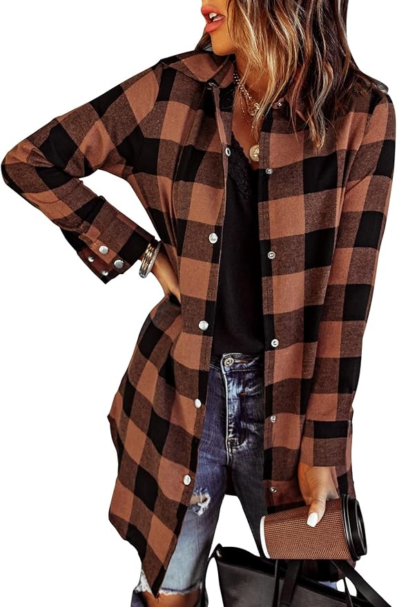 EVALESS Plaid Shirt Jacket