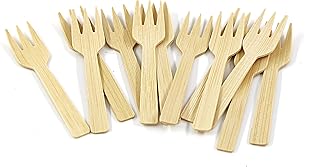 Bamboo Cutlery | 200PK Small-Bamboo Forks 3.54" Disposable Mini 100% Biodegradable Compostable Utensils Eco Friendly Renewable Natural Disposable Bamboo Dessert Fork