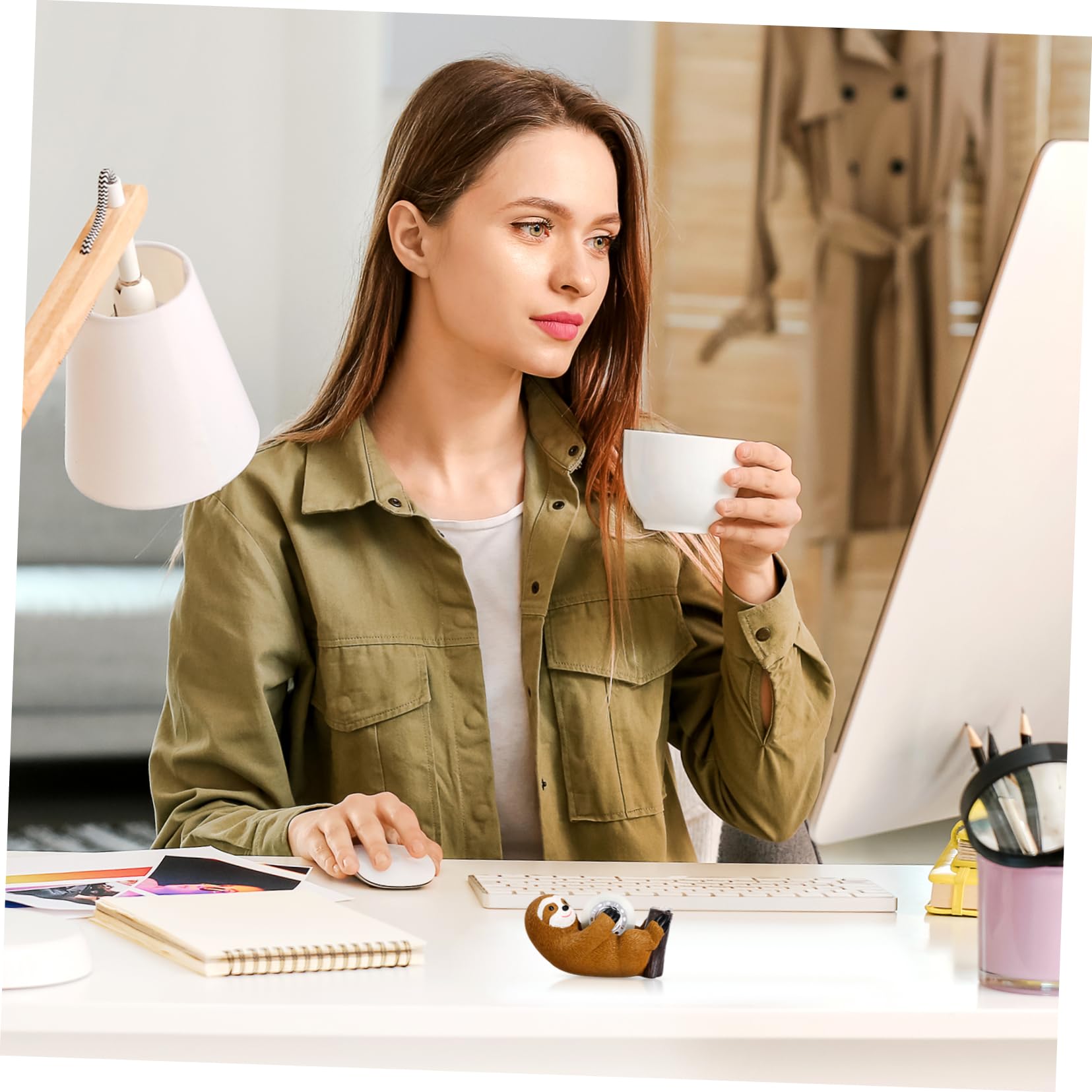Angoily 3 Stück Süßer Tape Holder im Sloth Design Tape Cutter für Zuhause und Büro Praktische und Dekorative Klebebandhalterung Leicht und Tragbar für Vielseitige Anwendungen