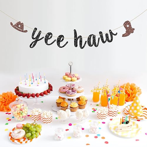 Miniatura 5 de INNORU Cartel de Yee Haw, decoración de fiesta de vaquera del salvaje oeste, fiesta de cumpleaños, despedida de soltera occidental, decoración de