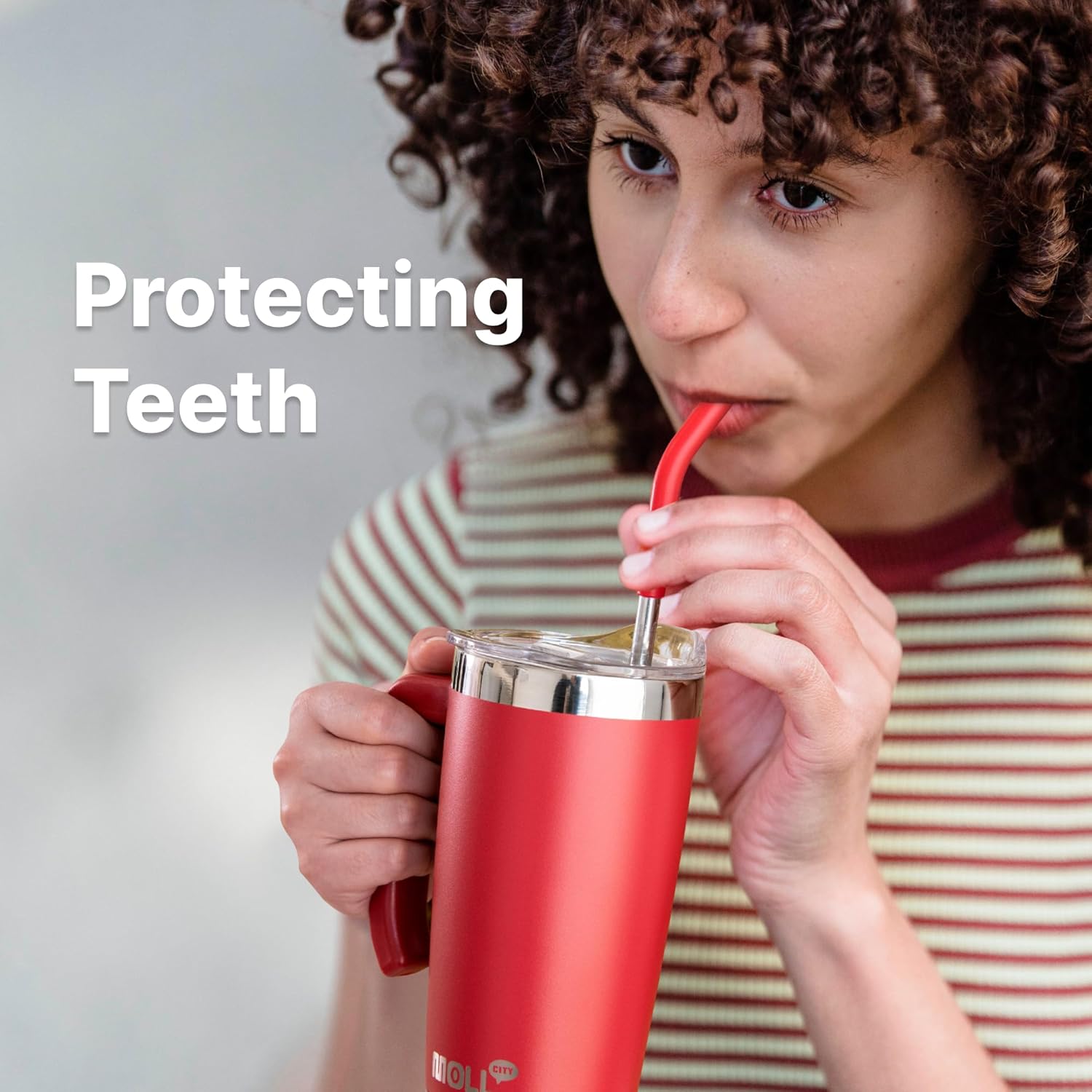 Kids Tumbler with Handle-20 oz Stainless Steel Double Wall Vacuum Insulated Cup with Leakproof Lid and Straw Travel Coffee Mug with Silicone Pad Non Slip (Canyon Red) - Image 6