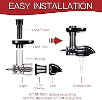 Vista 3 de Accesorio de exprimidor masticador para batidoras KitchenAid, accesorio exprimidor lento para Kitchenaid, accesorio exprimidor de prensa en frío