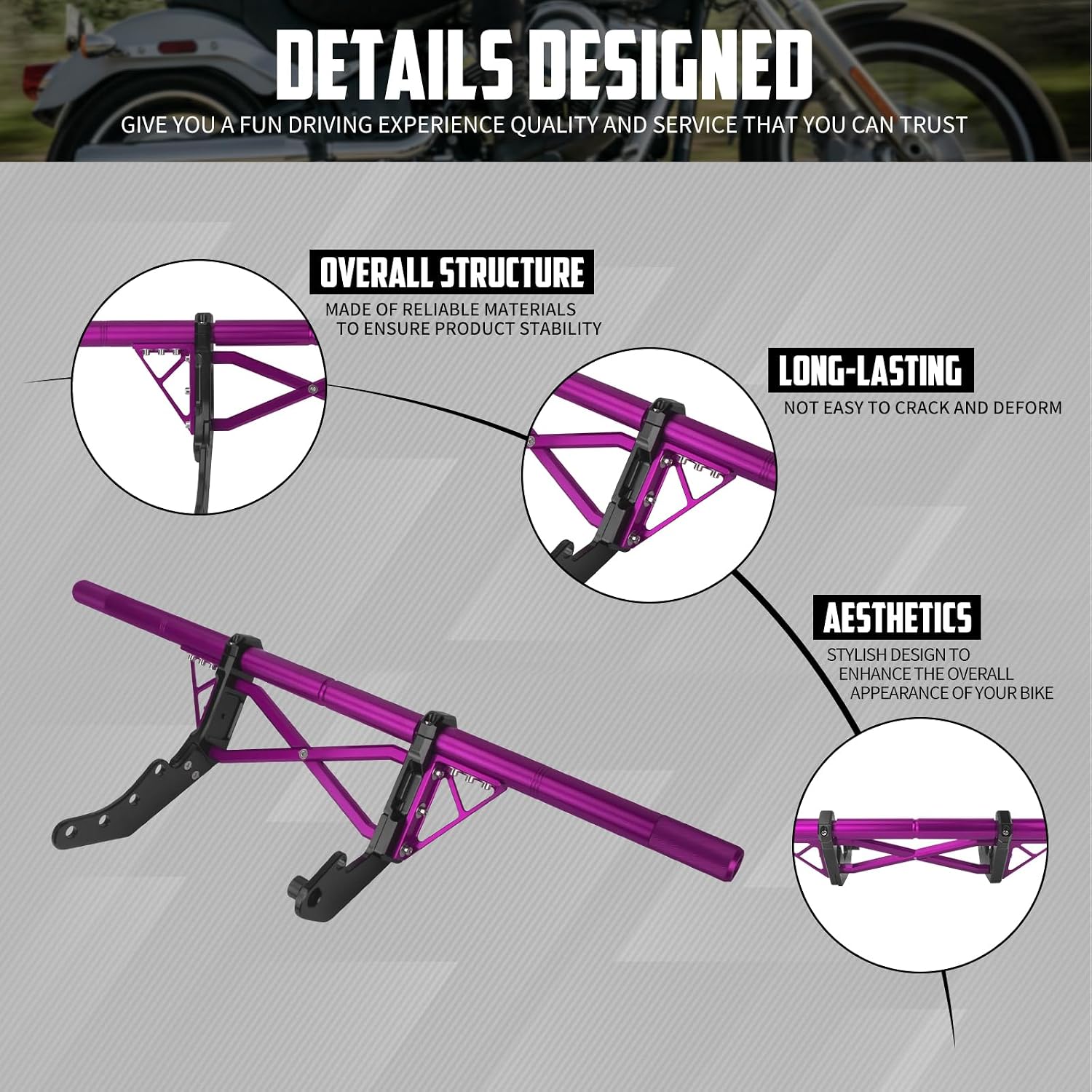Motorcycle Crash Bar Protecter Front Engine Guard Fit for Harley Softail Street Bob Lower Rider ST 2018-2025 (Purple)