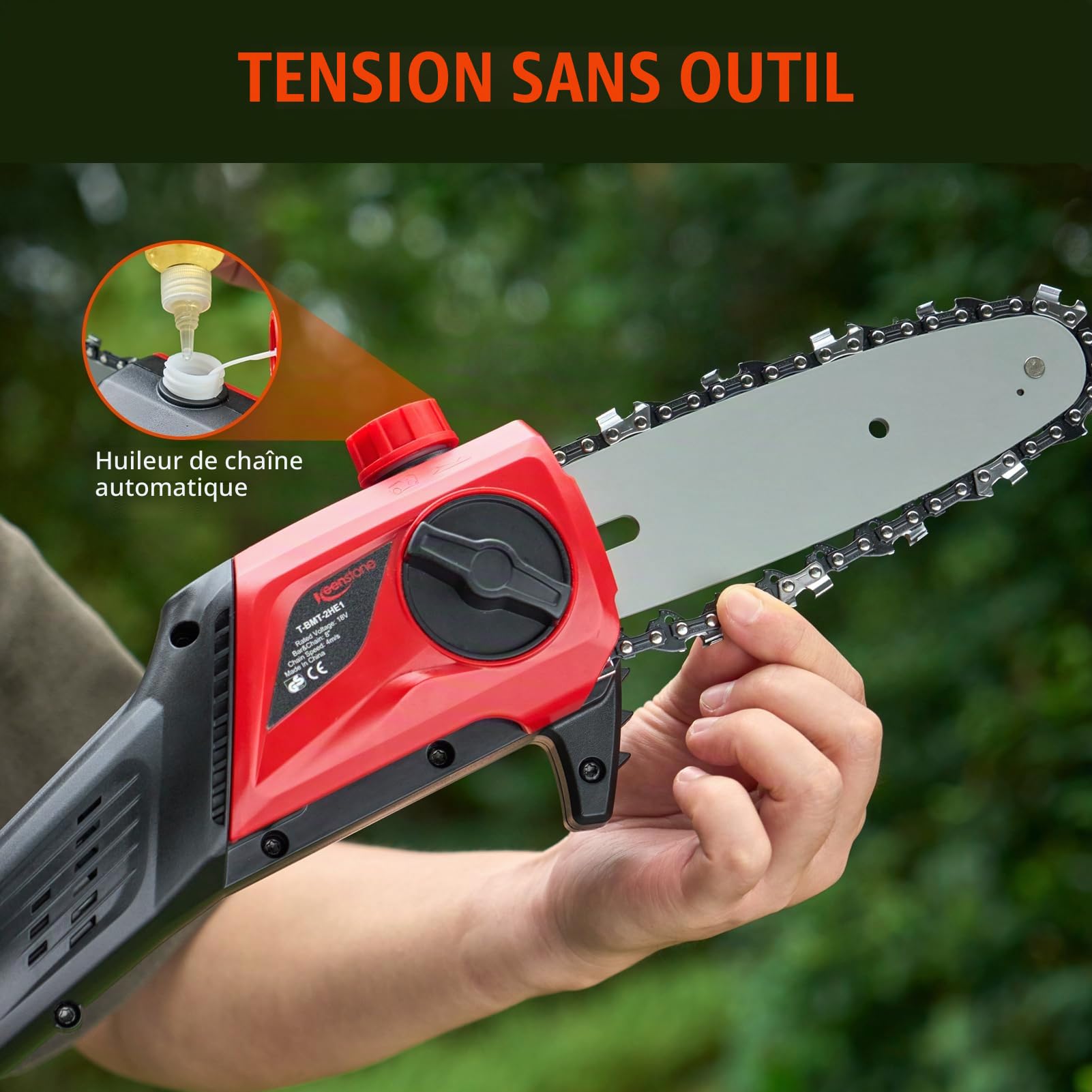 Keenstone 2-en-1 Élagueuse sur Perche et Taille-haie Électrique sans Fil, Tronçonneuse de 20cm, Batterie 4,0Ah, Double Lame de 42cm, Portée Max de 2,8m pour Jardins, Arbres et Arbustes