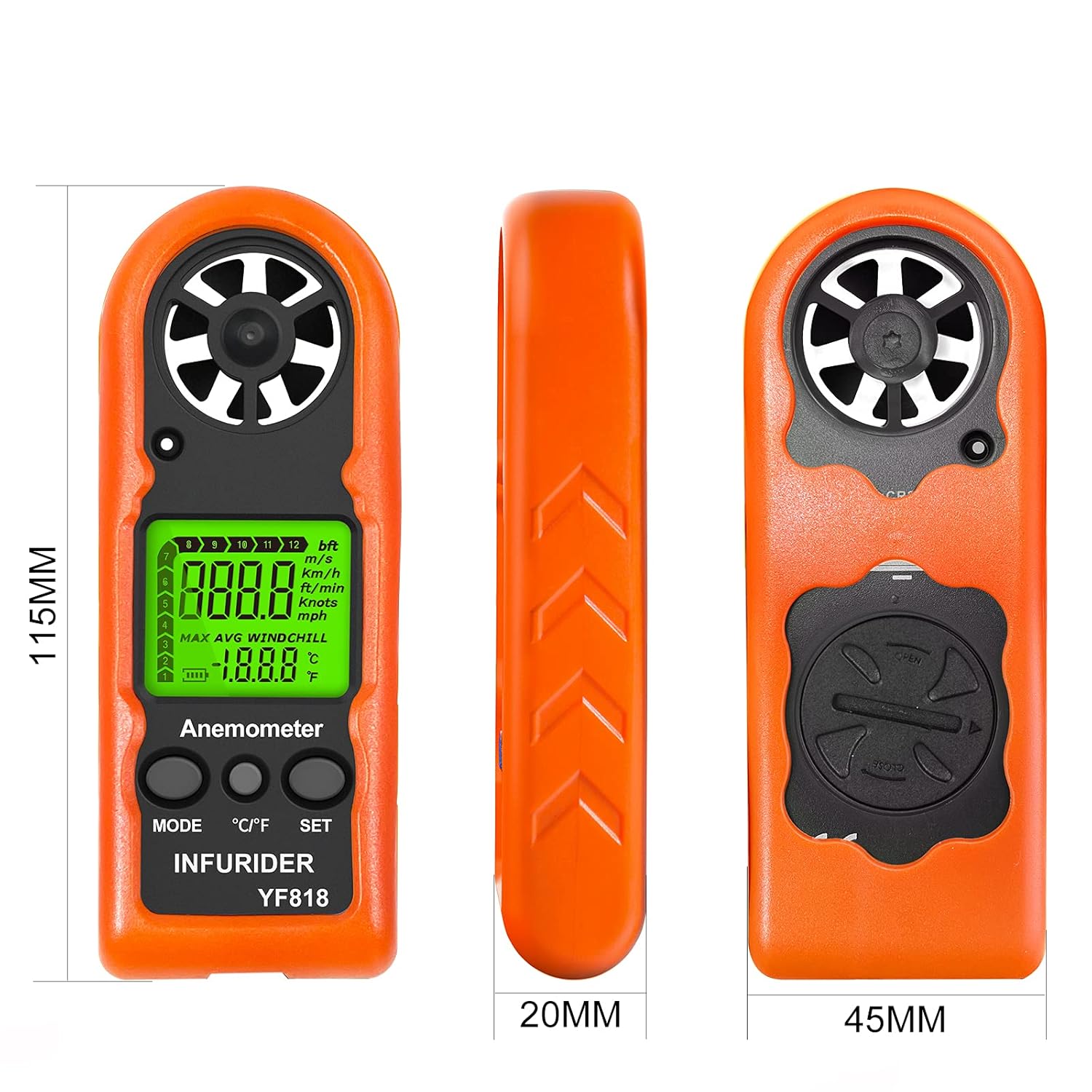 Digital Anemometer Handheld,INFURIDER YF818 Wind Speed Meter Gauge,Accurate Measures Wind