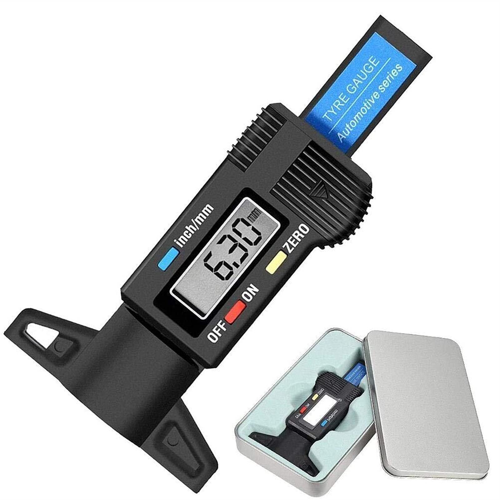 Medidor digital de presión de neumáticos, medidor de profundidad de neumáticos portátil, comprobador de profundidad de banda de rodadura de neumáticos de 0-25,4 mm, medición de profundidad de ne